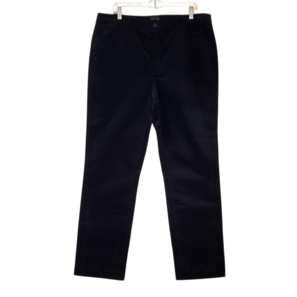 Talbots Velveteen Black Plus Size Straight Leg High Waist Pants Plus Size 16 NWT